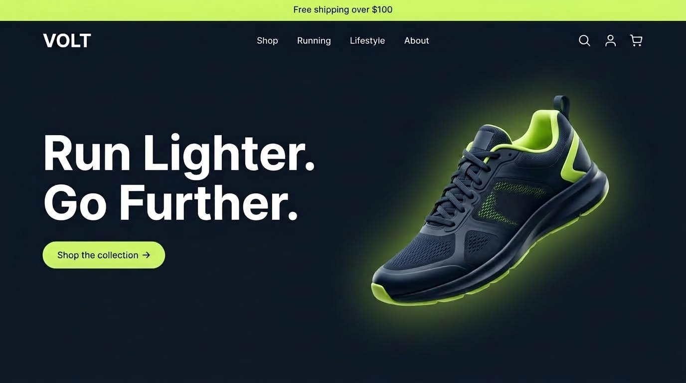 VOLT performance sneaker Shopify storefront designed and built by storescale